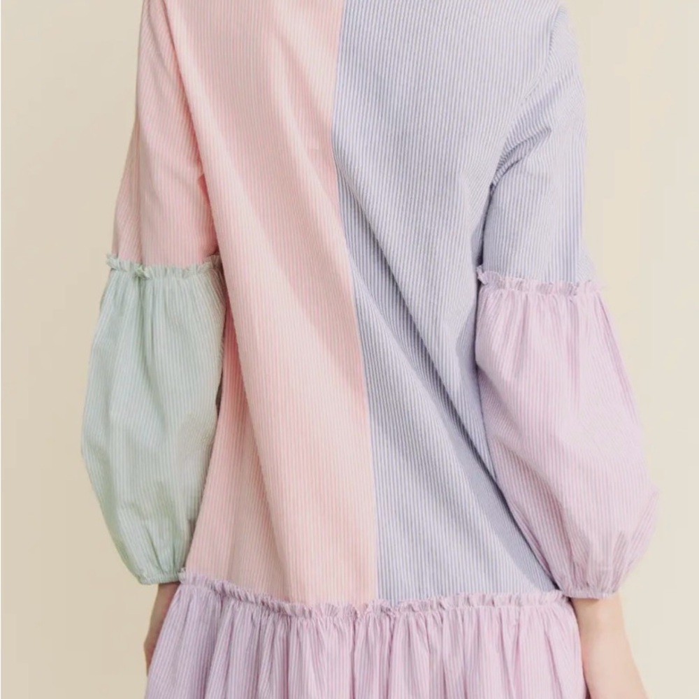 Colorblock Striped Button-Up Dress - Picture 2 of 3
